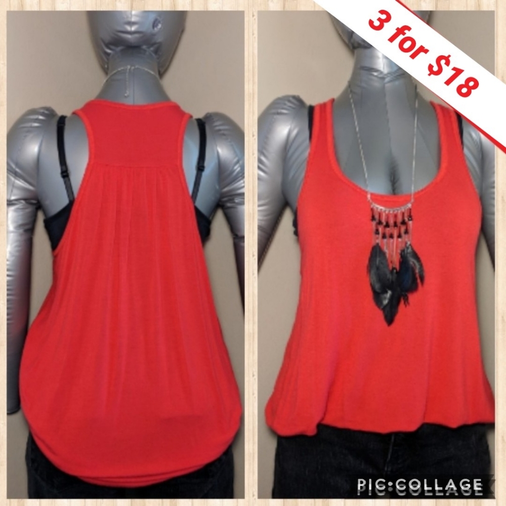 Red racerback extra Long Tank Slip swim cover-up - Picture 1 of 7